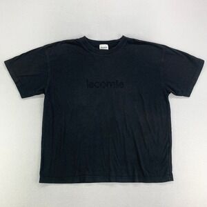LeComte T-Shirt Mens 44/M-L Black Minimalist Embroidered Logo Oversized Boxy Tee